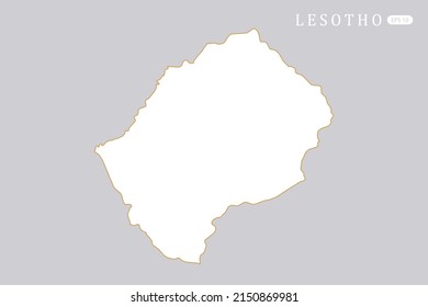 Lesotho Map - World Map International vector template with white color and thin gold outline graphic sketch style isolated on grey background for infographic - Vector illustration eps 10