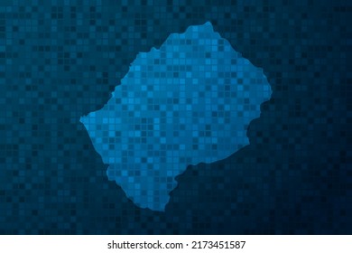 Mapa de Lesoto - Mapa Mundial plantilla vectorial internacional con estilo tecnológico aislado en el fondo de píxeles azules para educación, diseño, sitio web, infografía - Ilustración vectorial eps 10