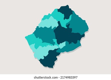 Lesotho Map - World Map International vector template with High detailed including blue and green outline color isolated on white background - Vector illustration eps 10