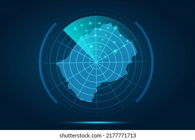 Mapa de Lesoto - Mapa Mundial Plantilla vectorial internacional con el estilo de radar de círculo futurista HUD, GUI, interfaz de interfaz de usuario aislada en fondo azul para diseño, infografía - Ilustración vectorial eps 10