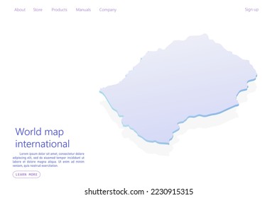 Lesotho Map - World map International vector template with isometric style including shadow, purple and blue color isolated on white background for design, website - Vector illustration eps 10