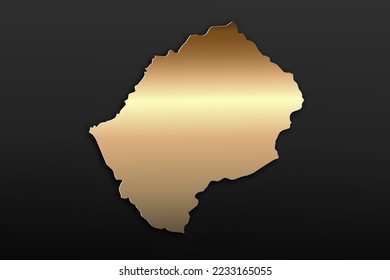 Lesotho Map - World map International vector template with 3D, gold luxury style including shadow on black background for design, education, website, infographic - Vector illustration eps 10