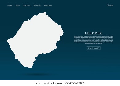 Mapa de Lesoto - Mapa mundial de la plantilla de vector internacional con color blanco 3d sobre el fondo de color azul oscuro y gradiente verde para el diseño de la plantilla de sitio web, infografía - Ilustración vectorial eps 10
