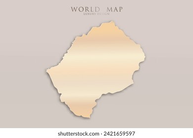 Mapa de Lesoto - Mapa mundial Planilla vectorial internacional con 3D, diseño de lujo dorado incluyendo sombra sobre fondo brillante para diseño, educación, sitio web, infografía - Ilustración vectorial eps 10