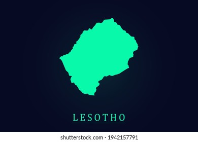 Lesotho Map - World map vector template with green color gradient isolated on dark background - Vector illustration eps 10