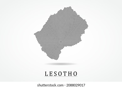 Lesotho Map - World map vector template with Black dots, grid, grunge, halftone style isolated on white background for education, infographic, design - Vector illustration eps 10