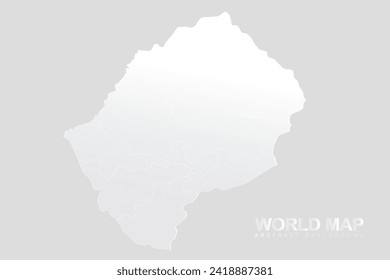 Lesotho Map - World Map vector template with High detailed including white and grey gradient color and white outline color isolated on grey background - Vector illustration eps 10