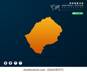 Lesotho map of Yellow and orange gradient on dark background vector.