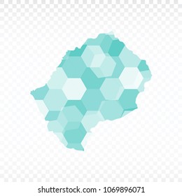 Lesotho map-Polygonal map is made of colorful hexagons using the gradient method. On a plain background. Vector illustration eps 10.
