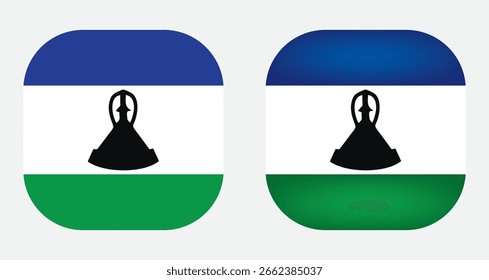 lesotho minimalist flag flat color square button icon