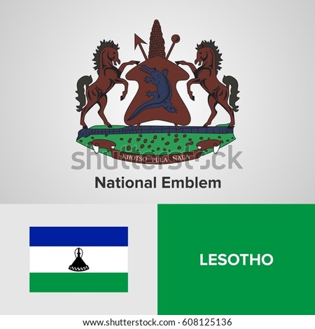 Lesotho National Emblem and flag 