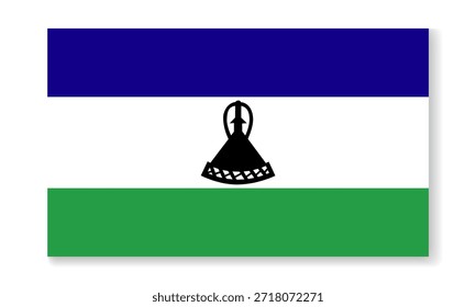 Bandeira nacional do Lesoto em estilo plano. Plano de fundo plano vetorial.
