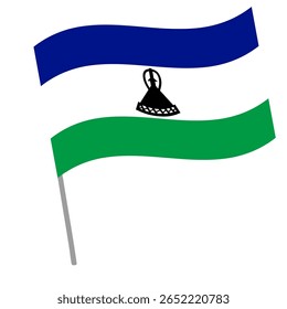 Bandeira nacional do Lesoto salta com mastro