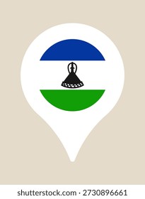 Bandeira nacional do Lesoto dentro de um pino de localização do mapa, um ícone de vetor que marca um destino para viagens e geografia.