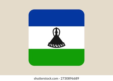 Lesotho National Flag vector icon presented as a modern rounded square button for web or mobile app design..