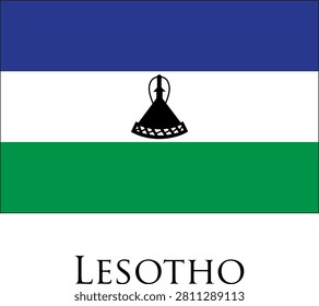 Lesotho National Flag Vector Illustration Isolated on White Background