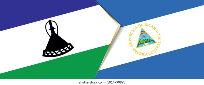 Banderas de Lesotho y Nicaragua, dos banderas vectoriales símbolo de relación o enfrentamiento.