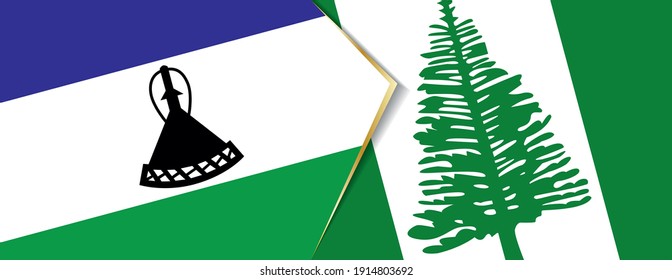 Lesotho and Norfolk Island flags, two vector flags symbol of relationship or confrontation.