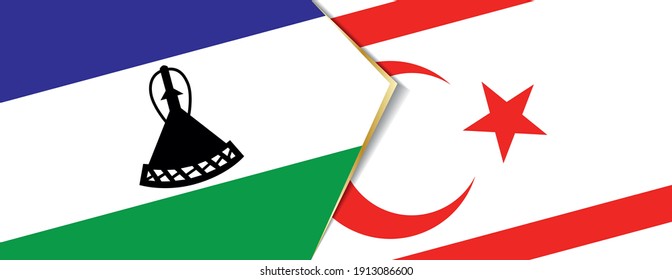 Lesotho and Northern Cyprus flags, two vector flags symbol of relationship or confrontation.