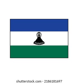 Lesotho official flag icon 400 x 300 size isolated on white background. Official flag.  State identity.