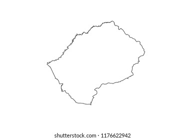 Lesotho outline map country shape state borders