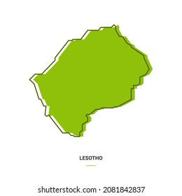 Mapa de esquema de Lesoto con color verde. Diseño moderno de caricaturas de línea simple - Vector EPS 10
