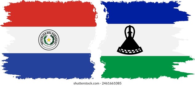 Lesoto y Paraguay grunge banderas conexión, Vector