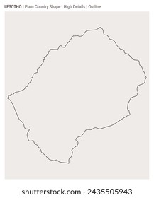 Lesotho plain country map. High details. Outline style. Shape of Lesotho. Vector illustration.