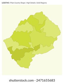 Lesotho plain country map. High details. Solid regions style. Shape of Lesotho. Vector illustration.