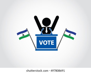 Lesotho Podium Politician Celebrate Election