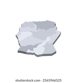 Lesotho political map of administrative divisions - districts. 3D isometric blank vector map in shades of grey.