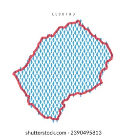 Mapa poblacional de Lesoto. Cifras fijas El mapa de la gente de Lesoto con la frontera roja translúcida del país. Patrón de iconos de hombres y mujeres. Ilustración vectorial aislada. Trazo editable.