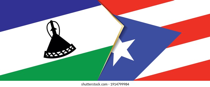 Lesotho and Puerto Rico flags, two vector flags symbol of relationship or confrontation.