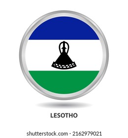 Lesotho round flag design is used as badge, button, icon, wall painting