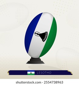 Lesotho Rugby Ball on Rugby Kicking Tees with Modern Design. Illustration perfect for sports, national pride, and rugby-related projects.