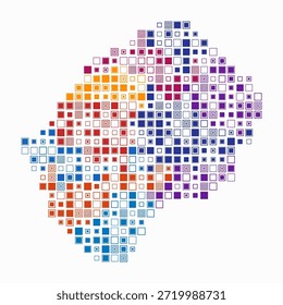 Lesoto, forma de la construcción del país de células de color. Mapa de estilo digital de Lesoto sobre fondo blanco. Bloques cuadrados de tamaño Grande. Increíble Ilustración vectorial.