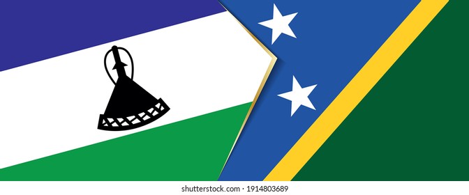Lesotho and Solomon Islands flags, two vector flags symbol of relationship or confrontation.