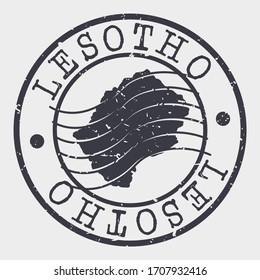 Lesotho Stamp Postal. A Map Silhouette Seal. Passport Round Design. Vector Icon Design Retro Travel.