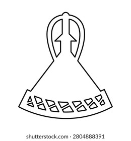 Lesotho symbol black contour template. Mokorotlo hat silhouette icon layout. Central element sample of national identity, flag. Basotho people mountain heritage sign mockup.