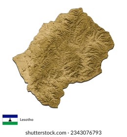 Vector de mapas de país de la topografía de Lesoto
