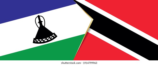 Lesotho and Trinidad and Tobago flags, two vector flags symbol of relationship or confrontation.