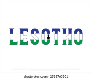 Lesotho Typography with national flag, National Day, Independence Day of Lesotho, Vector illustration of Lesotho typography on white background, Editable typographic vector Design with Lesotho Flag