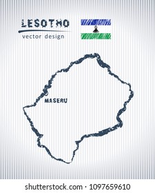 Lesotho vector chalk drawing map isolated on a white background