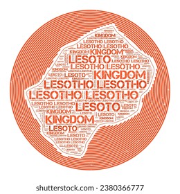 Lesotho Vector Image. Country round logo design. Lesotho poster in circular arcs and wordcloud style. Charming vector illustration.