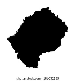  Lesotho vector map silhouette isolated on white background. High detailed silhouette illustration. Leshoto vector map silhouette. State in South Africa.
