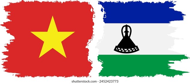 Lesotho and Vietnam grunge flags connection, vector