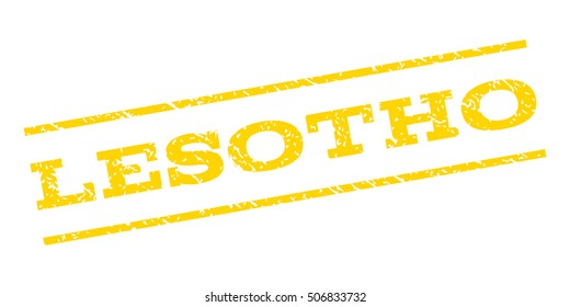 Lesotho watermark stamp. Text caption between parallel lines with grunge design style. Rubber seal stamp with dirty texture. Vector yellow color ink imprint on a white background.