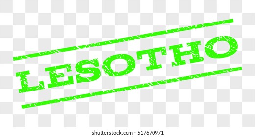 Lesotho watermark stamp. Text caption between parallel lines with grunge design style. Rubber seal stamp with unclean texture. Vector light green color ink imprint on a chess transparent background.