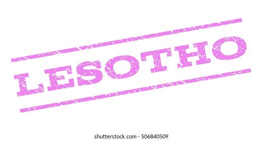 Lesotho watermark stamp. Text tag between parallel lines with grunge design style. Rubber seal stamp with unclean texture. Vector violet color ink imprint on a white background.