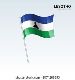 Lesotho waving flag isolated on gray background